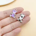 Set aus zwei bärenförmigen Anhängern mit lila und rosa geschliffenen Steinen für DIY-Schmuck - Strass Schillernder Bär (28430)
