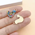 Handcrafted ethnic style colorful enamel bird alloy charm pendant for DIY jewelry - 1 Piece (28386) / Blue Print Dove