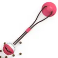 Pink and white durable pet molar chew toy ball with heavy-duty suction cup base - Style A Suction Squeak / Red White