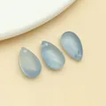 Three light blue matte teardrop glass beads for DIY jewelry making and tassels - Medium Glass Teardrop Bead With Hole (23691)