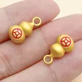 Traditional Chinese golden gourd charms with red enamel coin design for DIY jewelry - Red Copper Coin Gourd (22750) / 1 Piece (16x8mm)