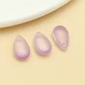 Elegant frosted lavender teardrop glass pendant bead with iridescent gold sheen for DIY - Medium Glass Teardrop Bead With Hole (23692)