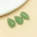 Three translucent green waterdrop glass pendants for DIY jewelry making and tassels - Medium Glass Teardrop Bead With Hole (23693)