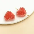Two red frosted heart sugar beads made of acrylic for DIY jewelry and phone chain accessories - Heart Style (23737) / 1 Piece (17x20x12mm) / Watermelon Red