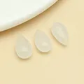 Frosted iridescent water drop glass beads for DIY jewelry making accessories - Medium White Glass Teardrop Bead With Hole (23696)