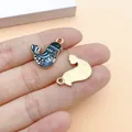 Ethnic bird charm pendant with blue enamel patterns and gold alloy finish for DIY jewelry. - 1 Piece (28390) / Black Print Dove