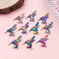 Pendentifs colibri colorés en alliage pour la fabrication de bijoux DIY créatifs - Colibri à Double Suspension Imprimé (SN1716)