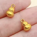 Small matte gold gourd pendant charms for DIY bracelet and necklace jewelry making - Money Gourd (28494)