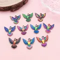 Lot de 10 breloques colibris en émail coloré pour la création de bijoux style bohème - Oiseau Aigle à Base K Blanche Imprimé (SN1721)