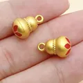 Matte gold gourd pendant with red lotus enamel detail for DIY handmade jewelry making - Red Gourd (28547)