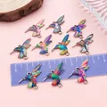 Breloques colibri colorées en émail pour la fabrication de bijoux DIY et de pendentifs - Lot de 10 / Multicolore (SN1716)