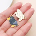 Pendentif en alliage d'oiseau coloré avec finition dorée pour bijoux artisanaux - Corbeau Noir (27948)