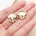 Gold-plated jellyfish ocean series charms with white enamel for DIY necklace and bracelet making - Gold White Jellyfish (28136)