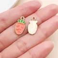 Handmade enamel carrot charm pendant for DIY jewelry making with gold-tone alloy finish - Carrot (27957) / 1 Piece/Pack (17.5x8.5mm) / Orange Red