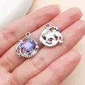 Pendentif étoile en alliage d'argent avec centre violet irisé et strass pour le DIY. - Étoiles Scintillantes Fines / 1 Pièce (19x16x5mm) / Blanc K Violet (28171)