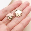 KC gold-plated jellyfish charm pendants with pink shimmering oil drip for DIY jewelry - Gold Pink Jellyfish (28137)