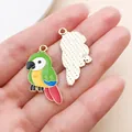 Pendentif perroquet coloré en alliage avec placage d'or pour la création de bijoux DIY - Green Parrot (27950)