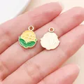 Enamel cauliflower charms for DIY jewelry making featuring yellow and green details - Corn (27959) / 1 Piece/Pack (15x12mm) / Yellow