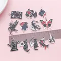 Gothic enamel charms collection featuring dragon, crow, and sword for DIY jewelry. - Punk Halloween Series Set (SN1768)