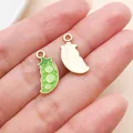 Exquisite handmade green pea pod alloy drip oil charm for DIY custom jewelry bracelets - Pea (27960) / 1 Piece/Pack (17x8mm) / Green