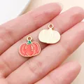 Enamel pumpkin charm for DIY jewelry making, gold-plated alloy vegetable pendant on palm - Pumpkin (27963) / 1-Piece Pack (15x13mm) / Orange Red
