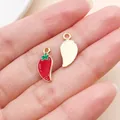 Cute red chili pepper enamel charm with gold-plated back for DIY jewelry making - Chili Pepper (27965) / 1 Piece/Pack (16x7.5mm) / Red