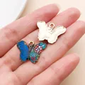Ciondoli smaltati a farfalla blu e floreale per la creazione di gioielli fai da te - Ciondolo Farfalla (27974) / 1 Pezzo/Confezione (16.5x22mm) / Blu