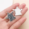 Gothic tombstone bat charm pendant in black enamel and silver finish for DIY jewelry - Bat Returning to Nest Tombstone Style (27935) / 1 Piece/Pack (28x28mm) / KC Gold