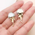 KC gold jellyfish pendant charm for DIY ocean style jewelry making accessories - Gold Blue Jellyfish Pendant (28156)