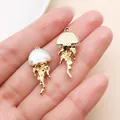 Ocean theme KC gold jellyfish charms with white enamel for DIY jewelry findings - Gold White Jellyfish Pendant (28157)
