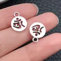 Pendentifs de yoga circulaires creux avec symbole Om en argent antique pour bijoux DIY - Symbole de Yoga Rond en Argent Antique (10424)