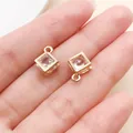 Eleganter goldener quadratischer Zirkonia-Anhänger für DIY-Ohrringe und Armbänder - Rautenanhänger (27792) / 1 Stück/Packung (12x9x5mm) / KC Gold