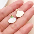 Adorable garlic shaped enamel charm pendant for DIY handmade jewelry making accessories - Garlic (27969) / 1-Piece Pack (15x13mm) / White
