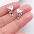 Vintage bright silver pattern bail beads for DIY jewelry bracelets and necklaces - Hollow Pattern (20677) / 1 Piece (13x8mm) / Bright Silver