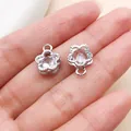 Kleine silberne Blumenanhänger mit klarem Zirkon für DIY-Ohrringe und Schmuckherstellung - Pflaumenblüten-Anhänger (27788) / 13x10x5mm / Silber