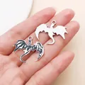 Detailed front and back view of gothic flying dragon charms for DIY jewelry making accessories - Starwing Magic Dragon (28015)