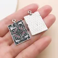 Dark gothic rectangular pendant charm for DIY jewelry in black and silver finish - Sun Book Style (27937) / 1 Piece/Pack (31.5x19mm) / KC Gold