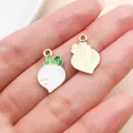 Cute white radish enamel vegetable charm for DIY jewelry making, gold plated alloy - White Radish (27972) / 1 Piece/Pack (18x11mm) / White
