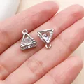 Dreieckiger Zirkonia-Anhänger mit versilberter Zinklegierung für DIY-Ohrringe Schmuckherstellung - Dreieck-Anhänger (27789) / 11.5x10x5mm / Silber