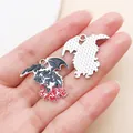 Gothic style enamel dragon charms with red fire flames for DIY jewelry and keychain - Flamebreaking Dragon (28016)