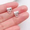 Bright silver retro patterned bead hanger charm connector for DIY jewelry making - Retro Relief (20680)