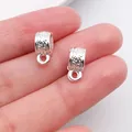 Vintage silver alloy pendant bails with embossed pattern for DIY jewelry making projects - Fine Relief (20681)