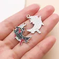 Gothic moon pendant charm with black and red enamel thorns for DIY jewelry making - Dark Blood Moon Style (27939)