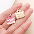 Pink first aid kit enamel charm for DIY jewelry making accessories and earrings - Pink Drip Oil Medicine Box (23058)