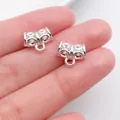 Bright silver alloy bail beads with vintage patterns for DIY jewelry making projects - Three-way Hole (20682)