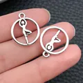 Pendentif de yoga en argent antique au design circulaire ajouré pour bijoux DIY - Symbole de Yoga Rond en Argent Antique (8232)