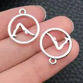 Pendentif de méditation yoga ajouré en argent antique pour la création de bijoux DIY. - Symbole de Yoga Rond en Argent Antique (8288)