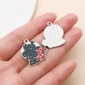 Gothic style enamel skull and red rose charm pendant for DIY handmade jewelry making. - Rose Planet Style (27941)