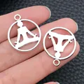 Pendentif de méditation yoga en argent antique pour la création de bijoux DIY artisanat - Symbole de Yoga Rond en Argent Antique (8294)