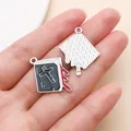 Dark Gothic book pendant with cross and red blood enamel detail for DIY jewelry making - Cross Blood Book Style (27942)